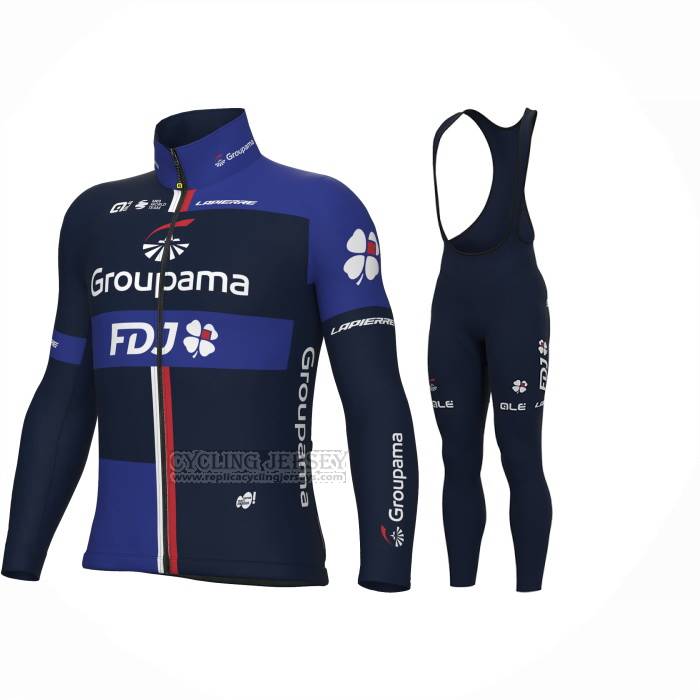 2023 Cycling Jersey Groupama-FDJ Deep Blue Long Sleeve and Bib Short